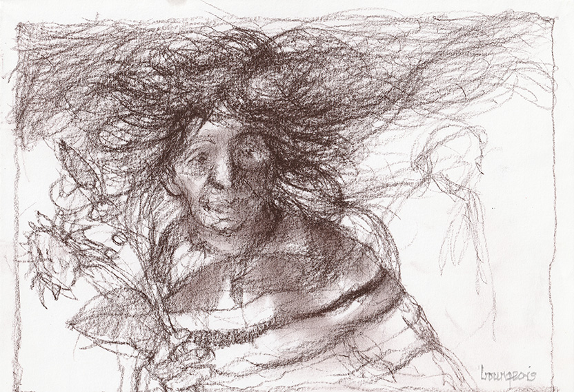 Femme aux cheveux au vent